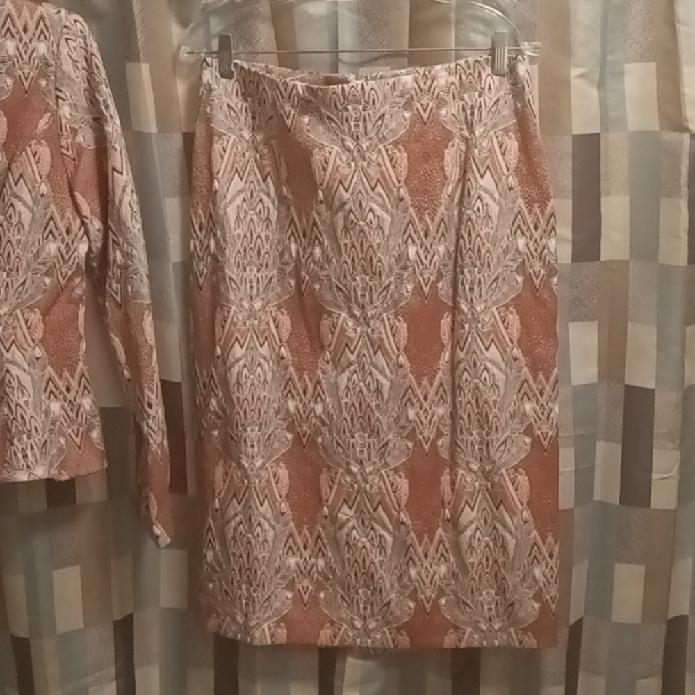 NWT FINAL PRICE ASHRO multi-colored foliage print 2-pc suit w slit - Picture 10 of 14